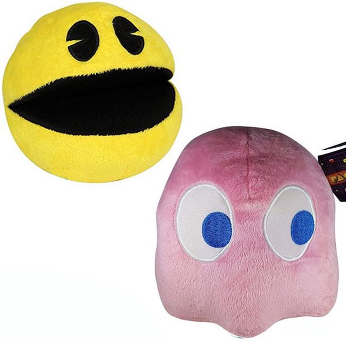 Pac-Man + Pinky Roze Pluche Knuffel 15 cm | Originele Pacman knuffel | Pac Man plush